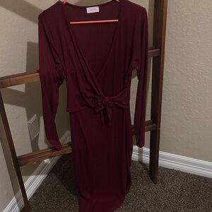 Burgundy Wrap mid Dress